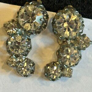 Vintage Made In Austria Clear Crystal Clip On Earrings